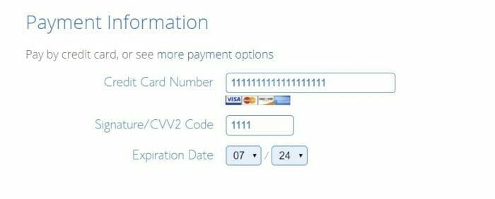 Bluehost credit card details