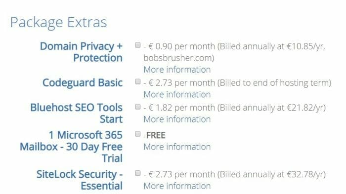 Bluehost packages extras for adsense blog