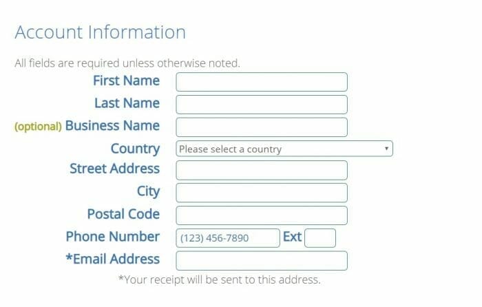 entering bluehost information