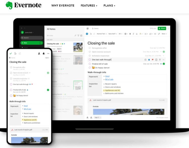 evernote goal setting application