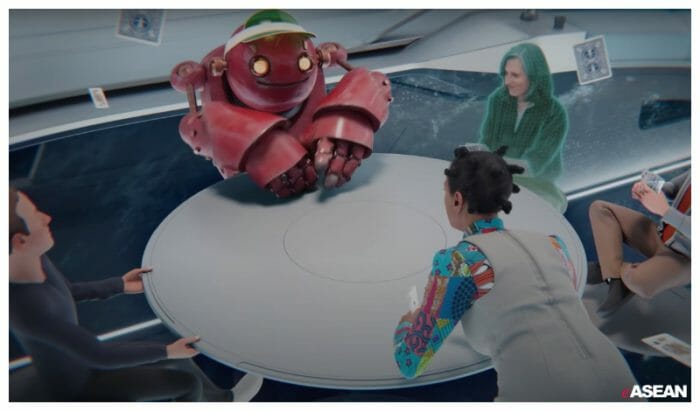 have robot virtual meetings inside the meta verse